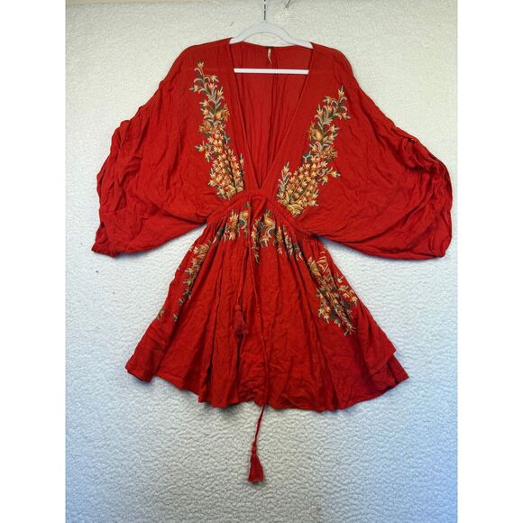 Free People Pretty‎ Pineapple Dress Wide Sleeve Kimono Cover Up Womens Size XS - Picture 2 of 8